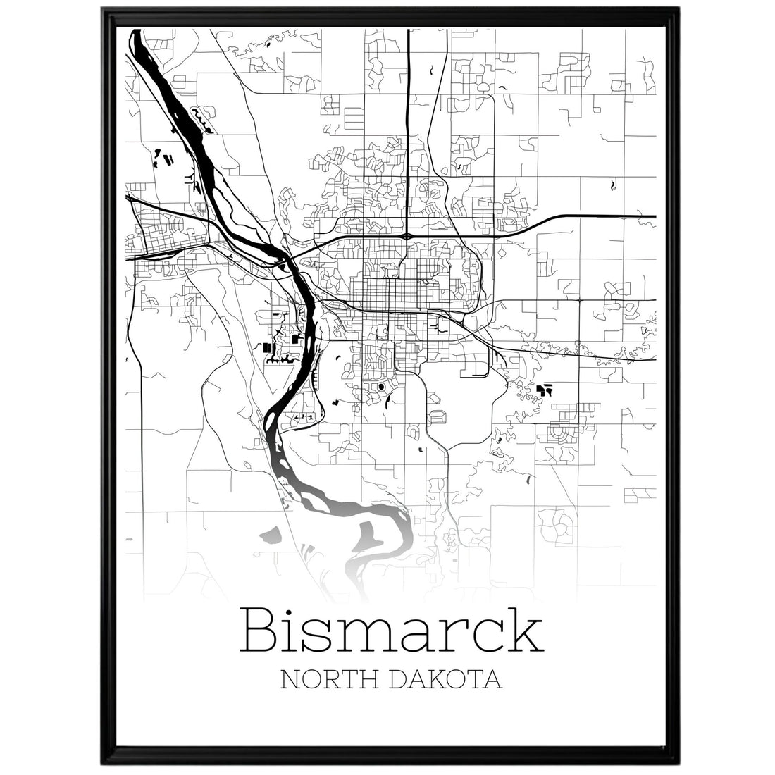 Bismarck North Dakota City Map Poster - GroovyGrove