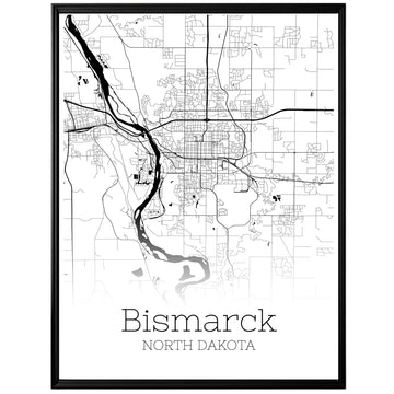 Bismarck North Dakota City Map Poster - GroovyGrove