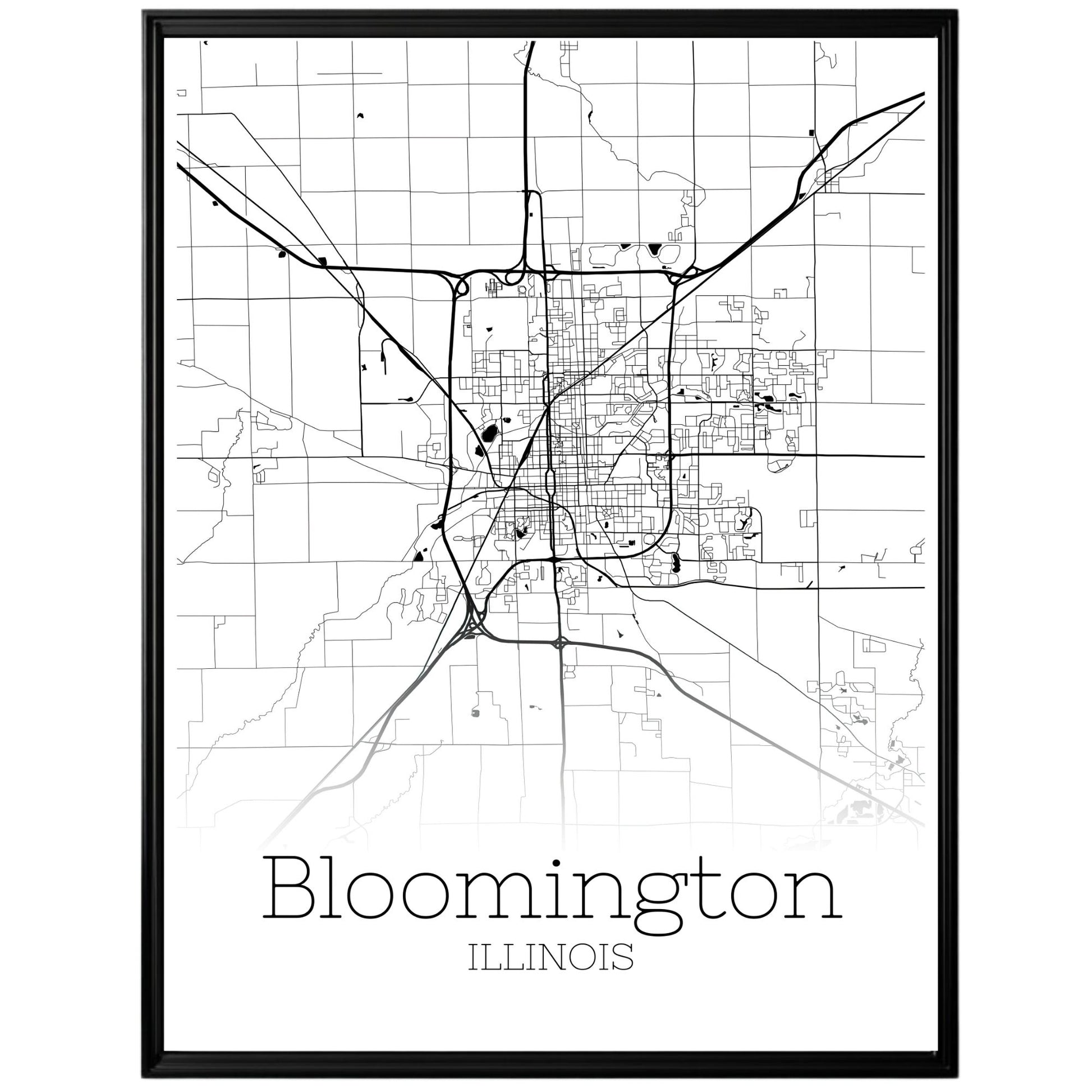 Bloomington Illinois City Map Poster - GroovyGrove