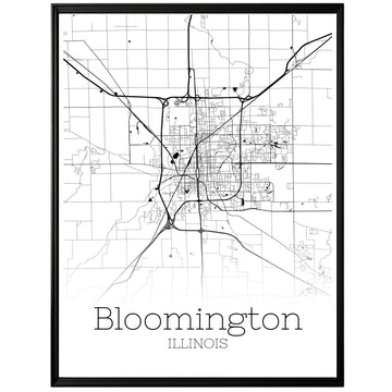 Bloomington Illinois City Map Poster - GroovyGrove