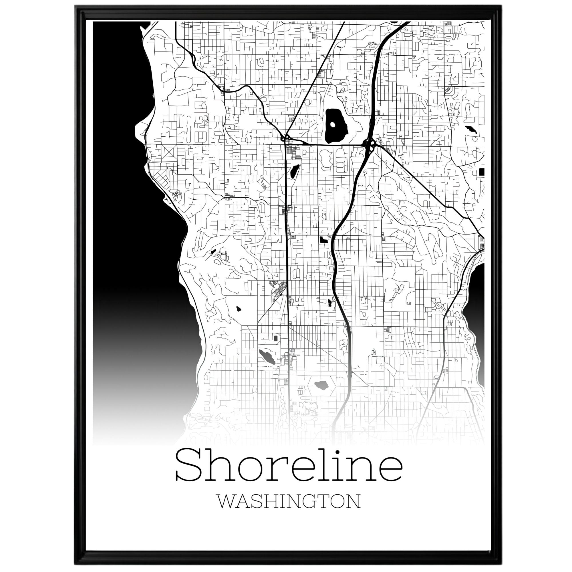 Shoreline Washington City Map Poster - GroovyGrove