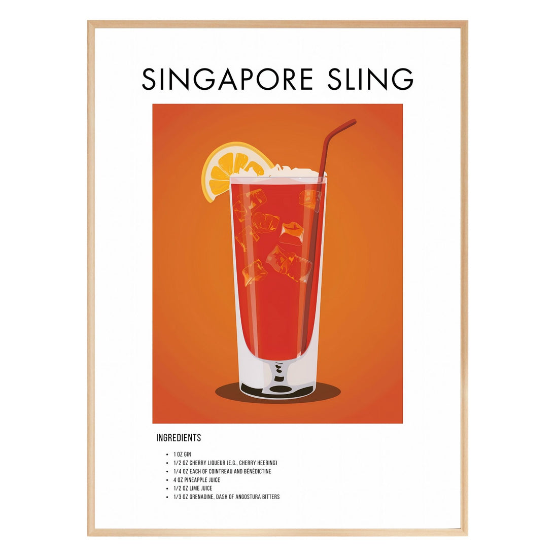 Singapore Sling Retro Cocktail Poster - GroovyGrove