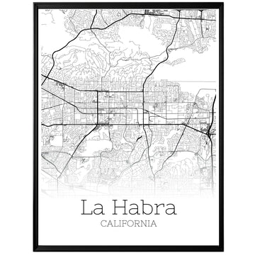 La Habra California City Map Poster - GroovyGrove