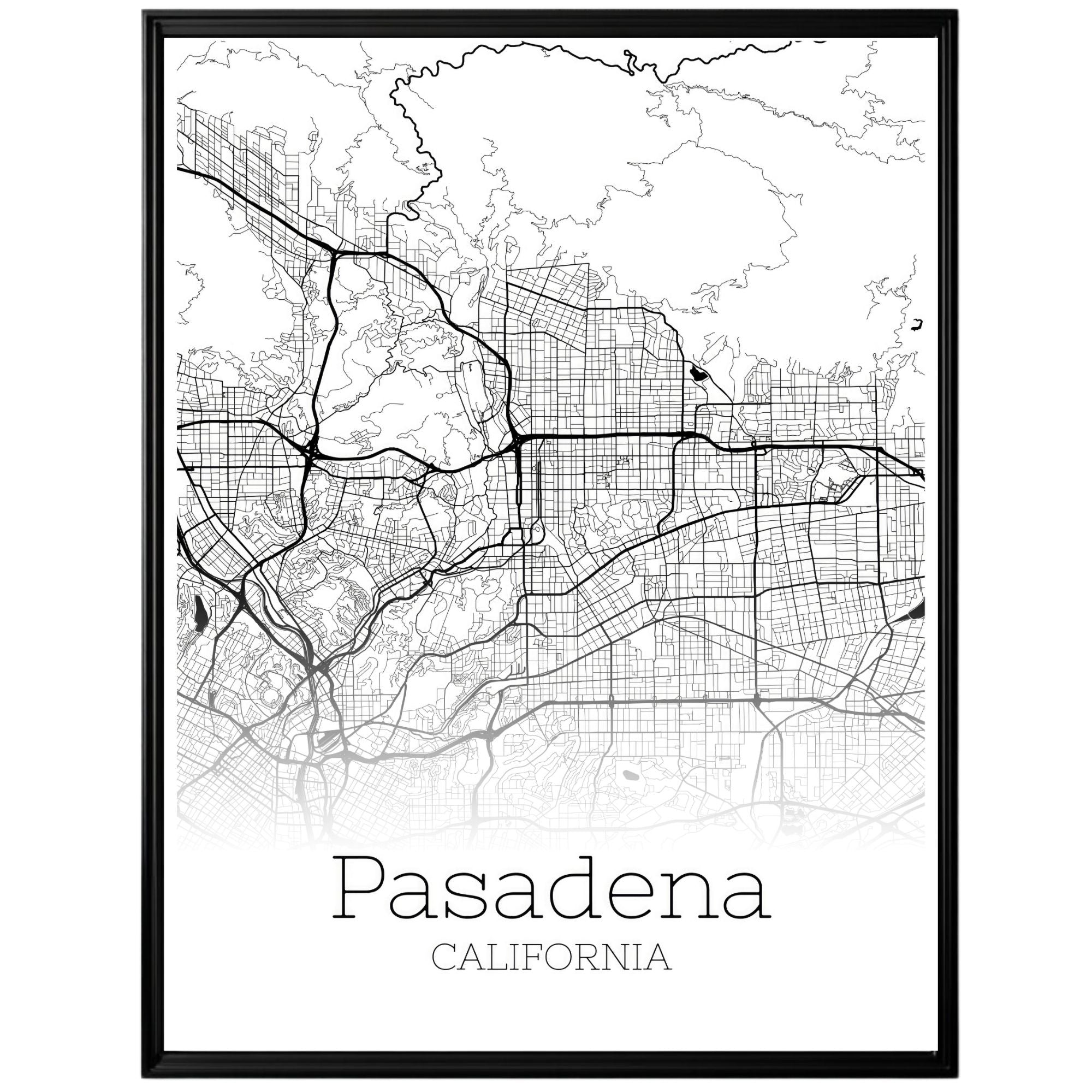 Pasadena California City Map Poster - GroovyGrove