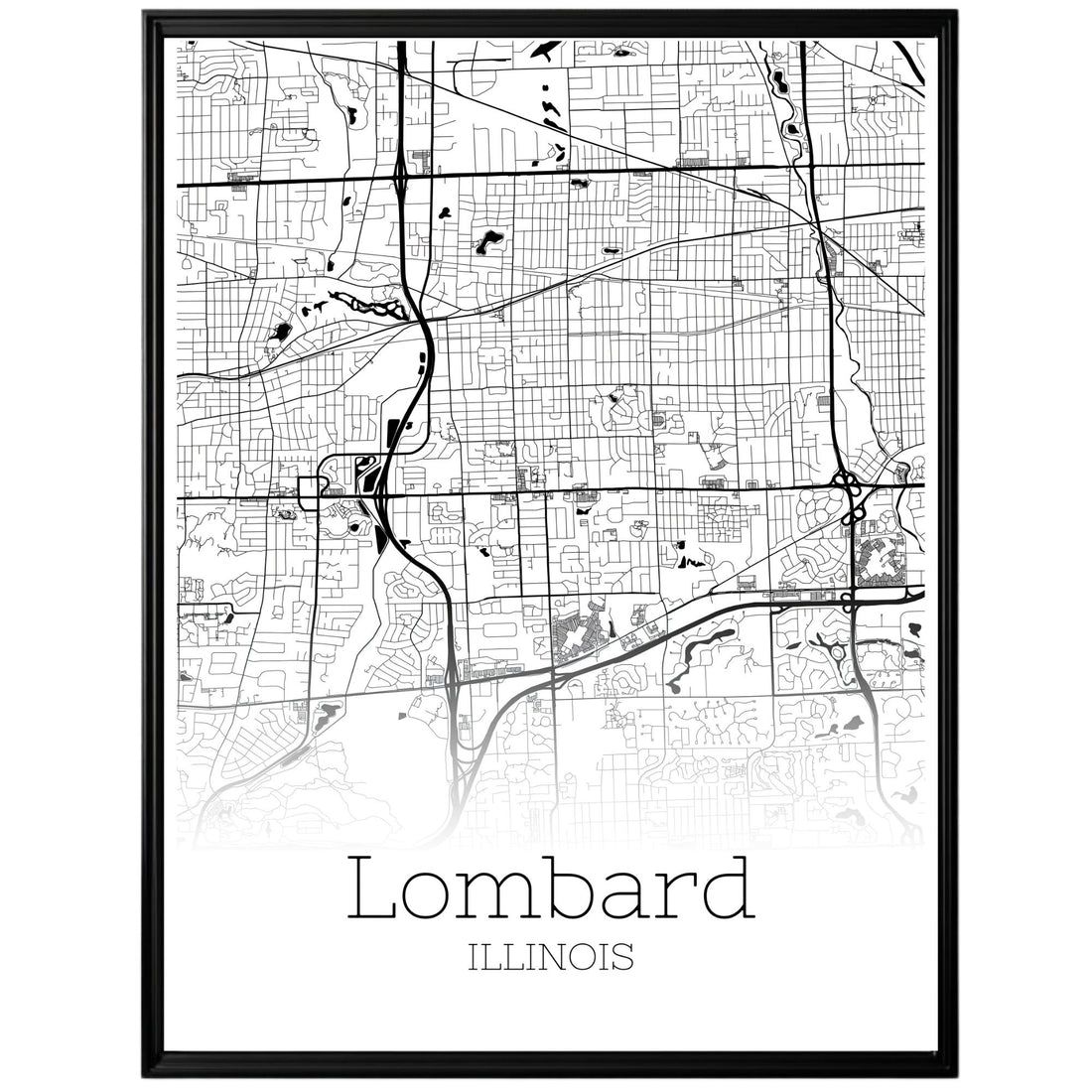 Lombard Illinois City Map Poster - GroovyGrove