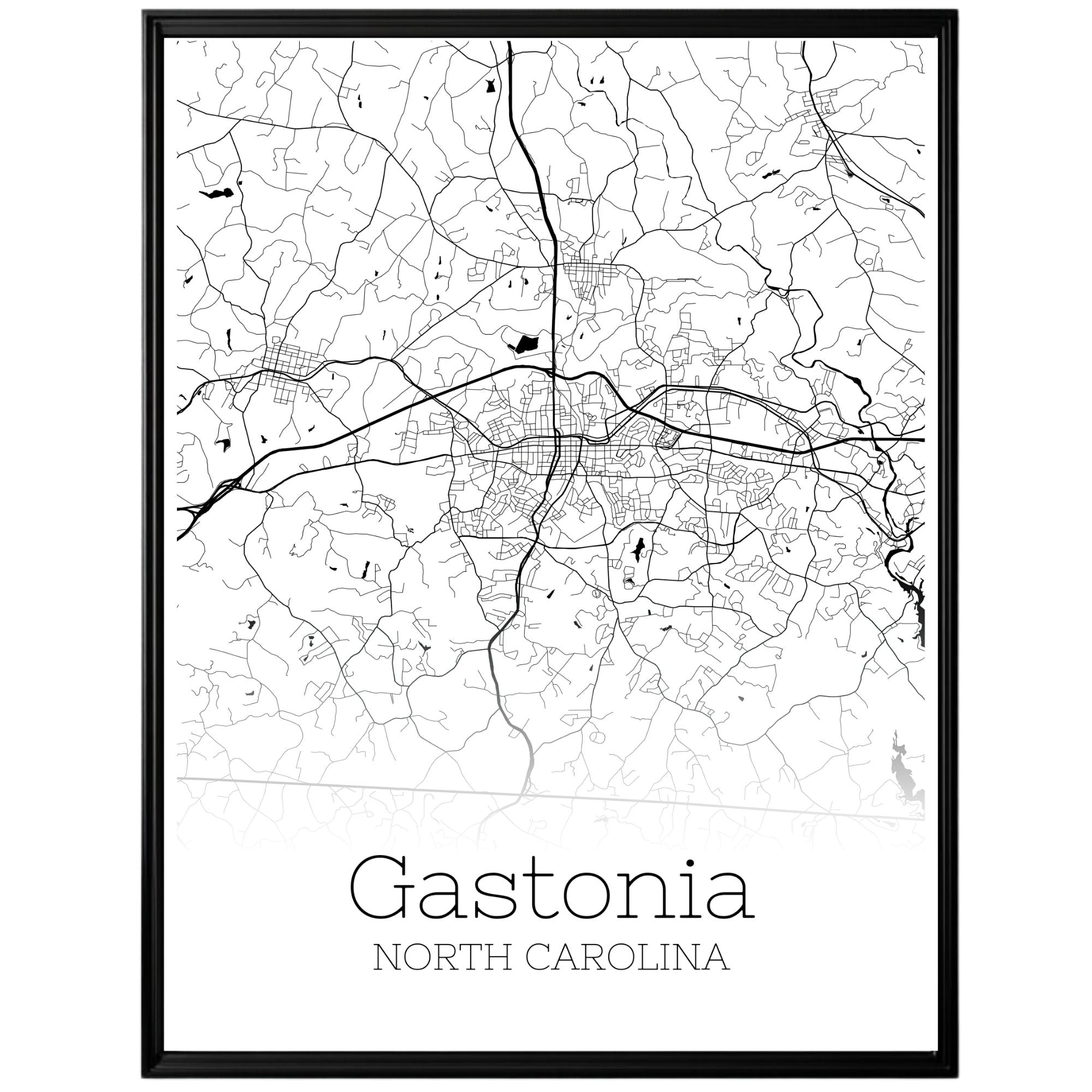 Gastonia North Carolina City Map Poster - GroovyGrove