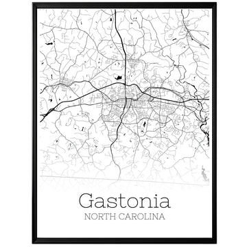 Gastonia North Carolina City Map Poster - GroovyGrove