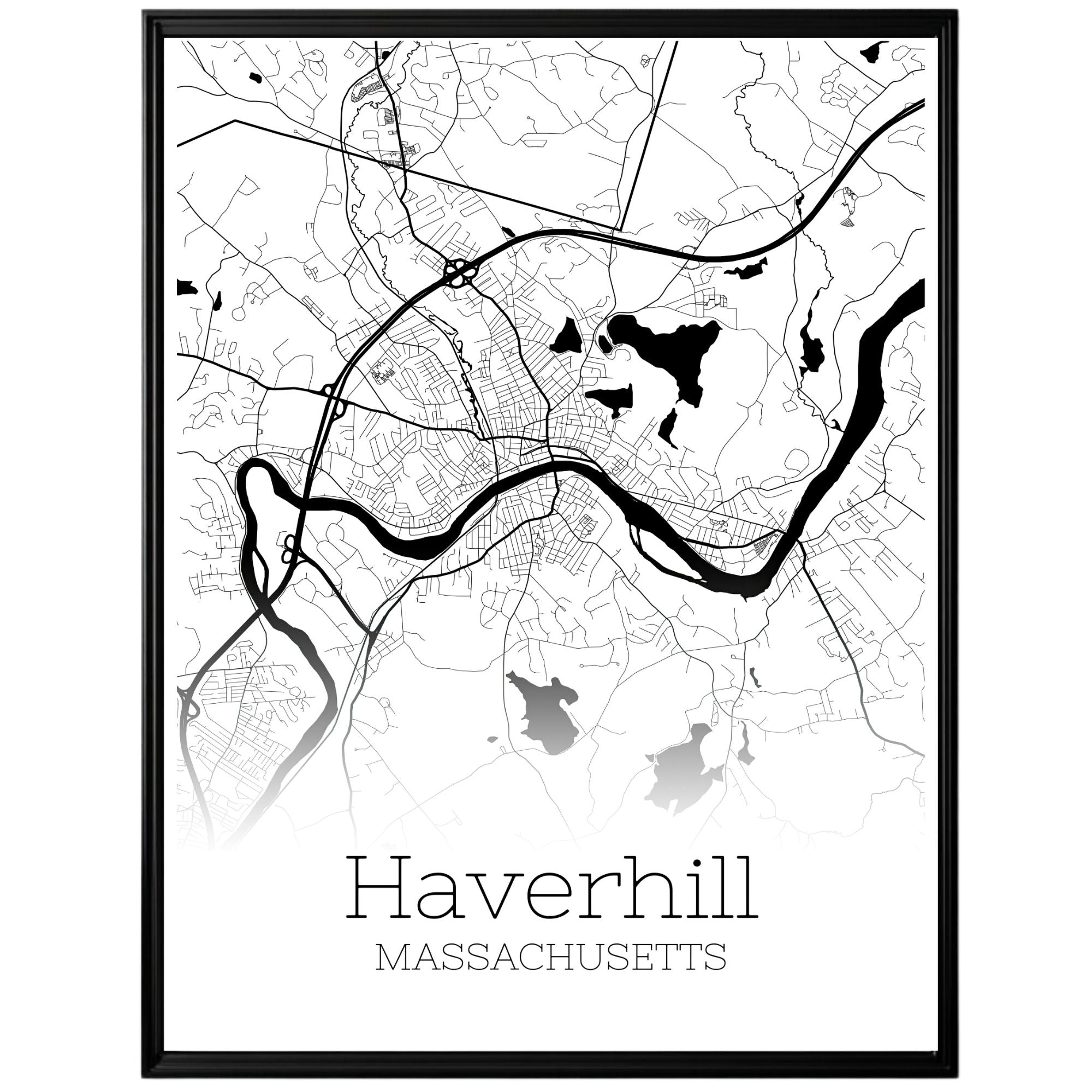 Haverhill Massachusetts City Map Poster - GroovyGrove