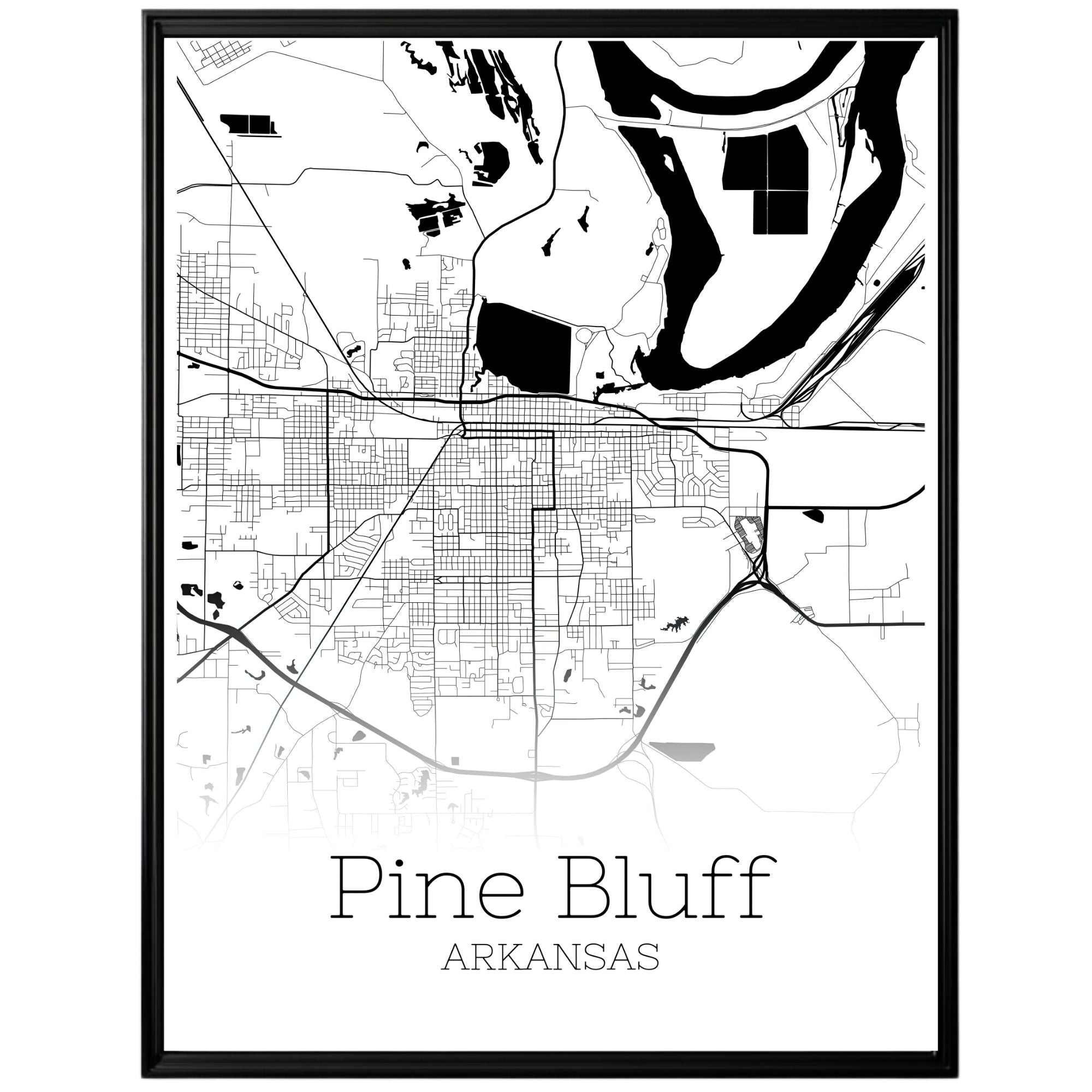 Pine Bluff Arkansas City Map Poster - GroovyGrove