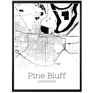 Pine Bluff Arkansas City Map Poster - GroovyGrove