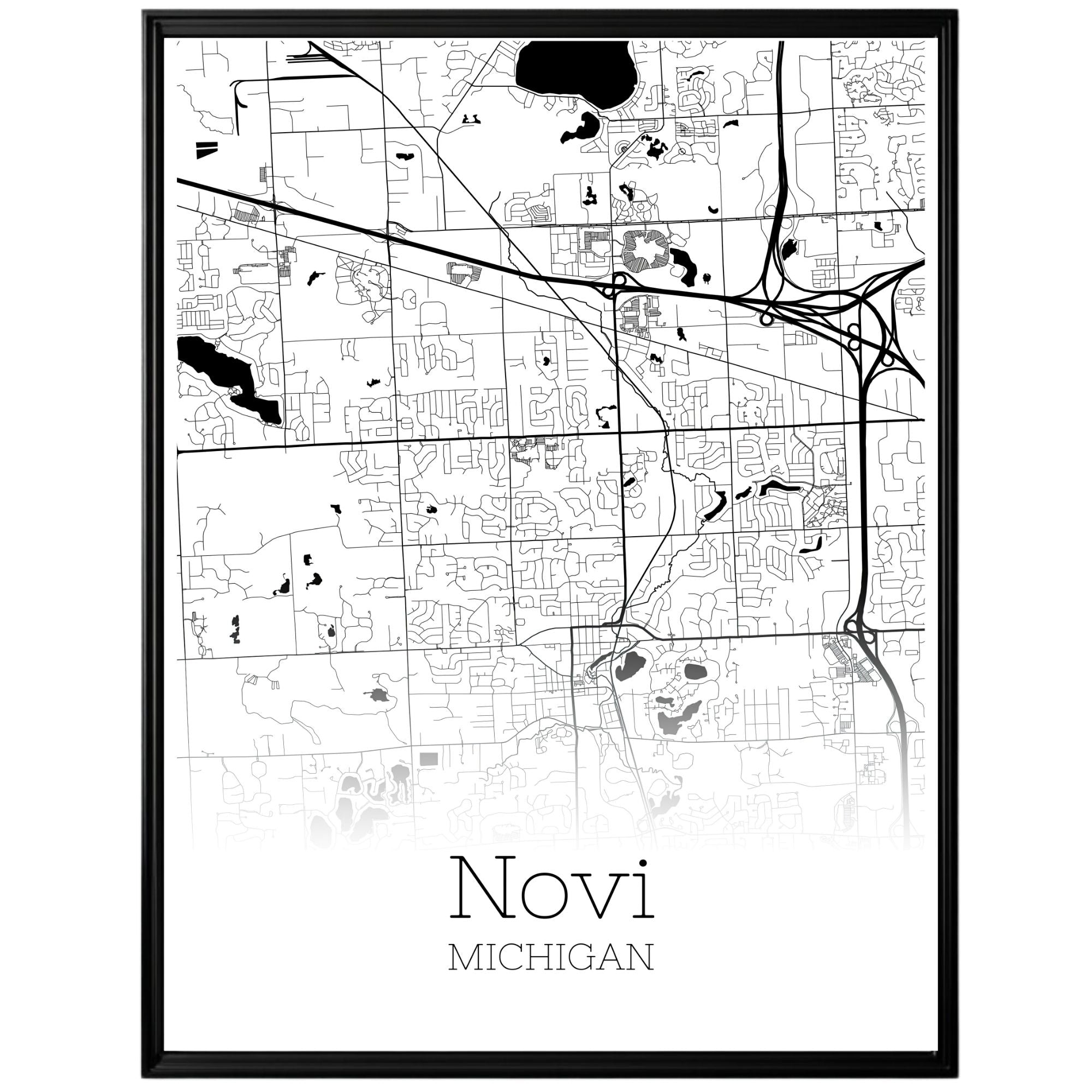 Novi Michigan City Map Poster - GroovyGrove