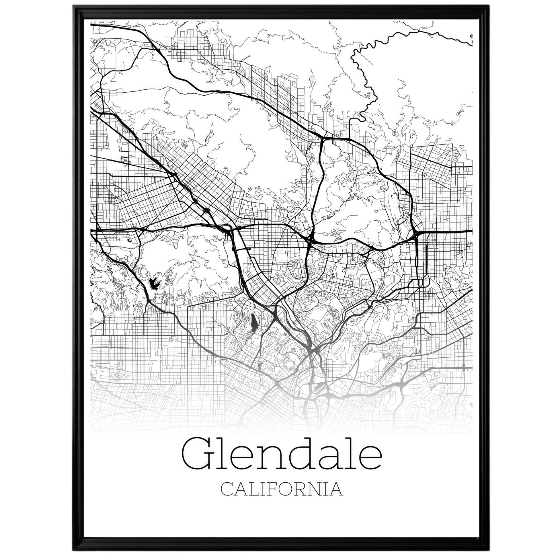 Glendale California City Map Poster - GroovyGrove