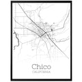 Chico California City Map Poster - GroovyGrove