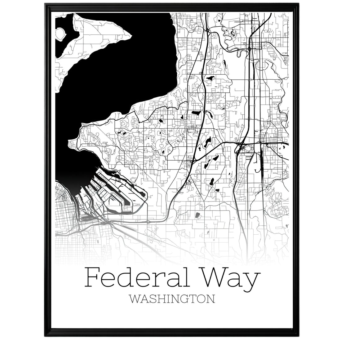 Federal Way Washington City Map Poster - GroovyGrove