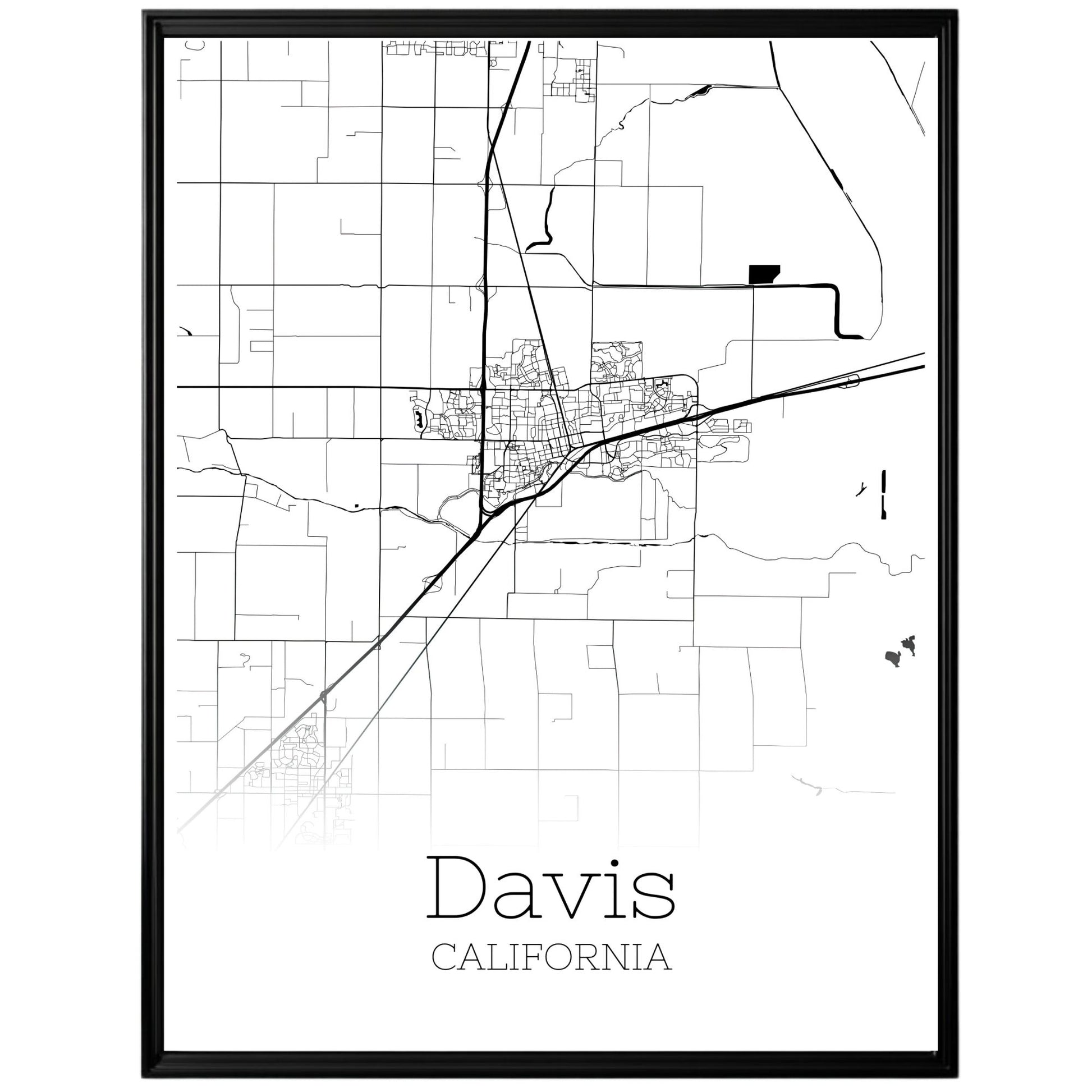 Davis California City Map Poster - GroovyGrove