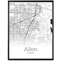 Allen Texas City Map Poster - GroovyGrove