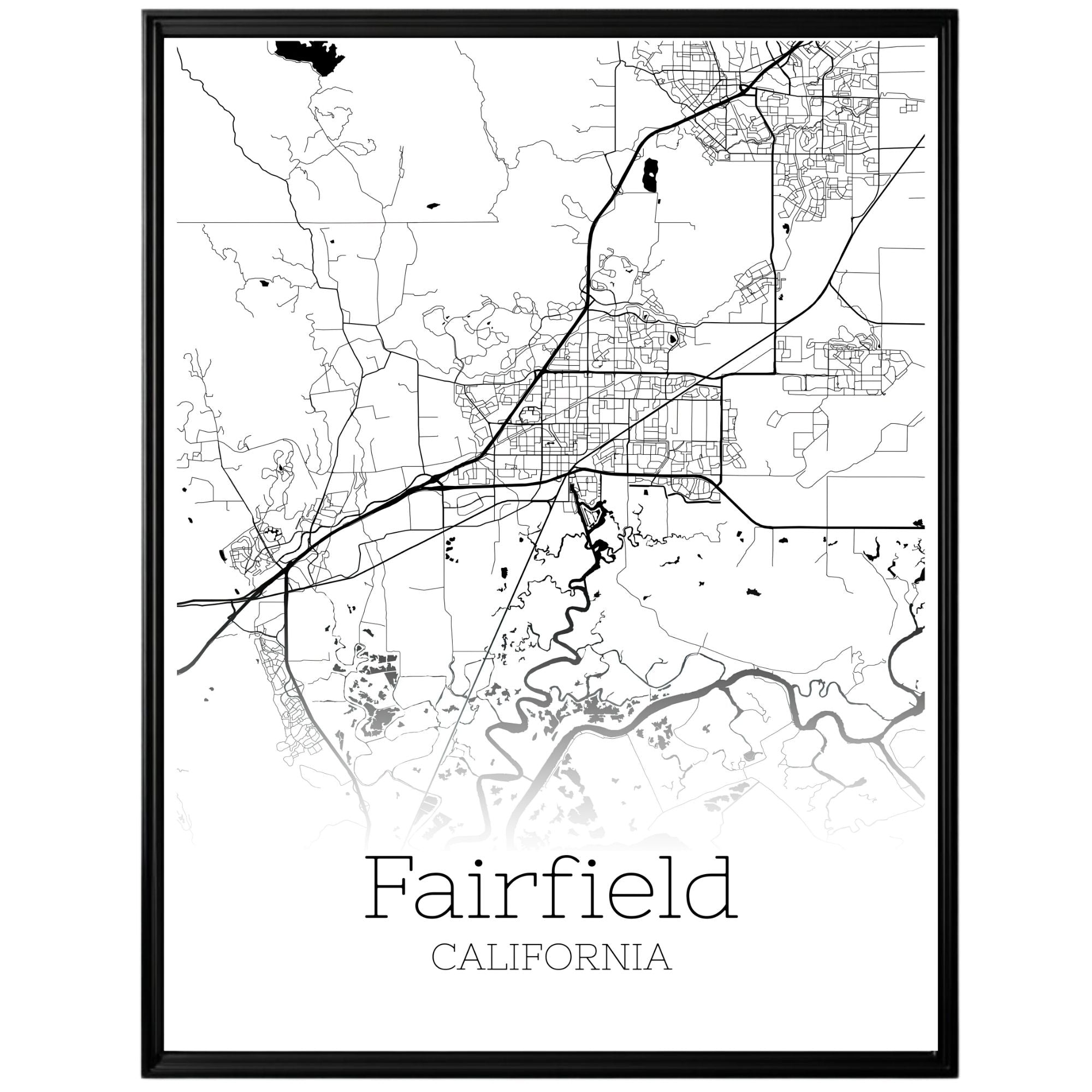 Fairfield California City Map Poster - GroovyGrove