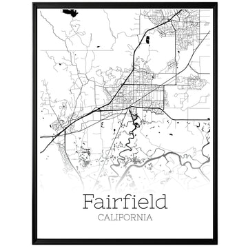 Fairfield California City Map Poster - GroovyGrove