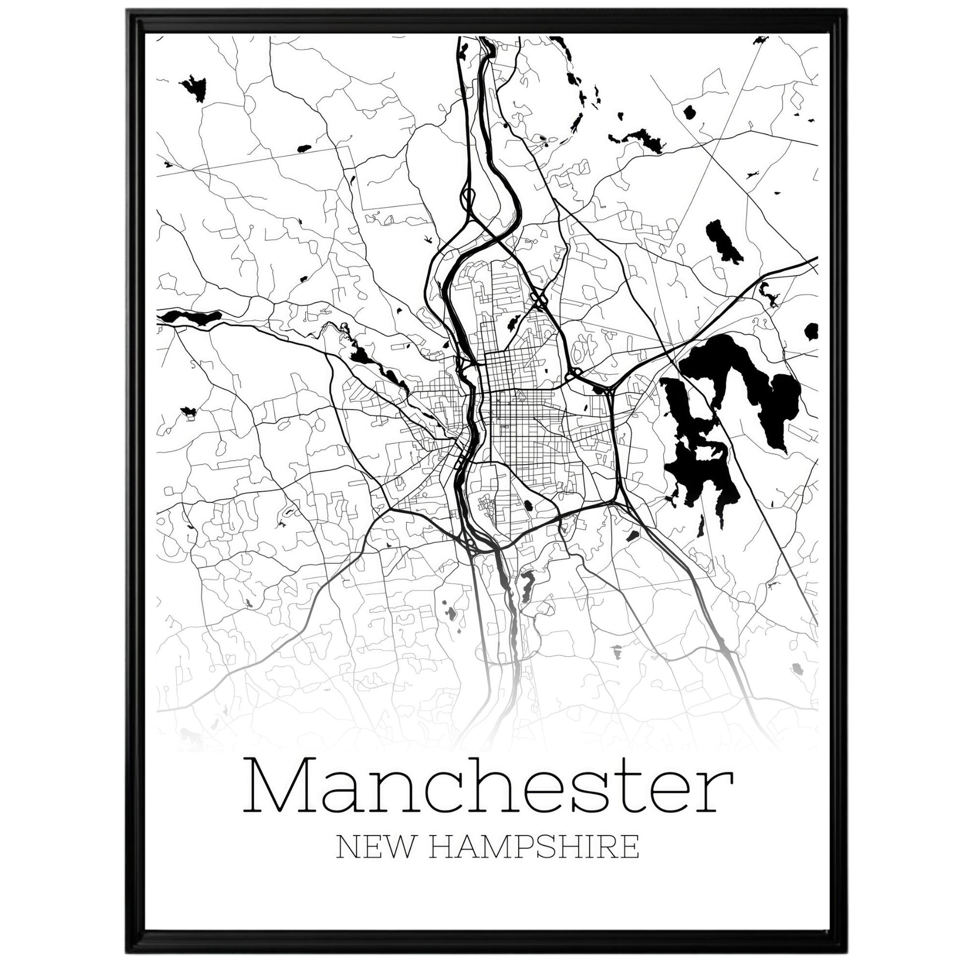 Manchester New Hampshire City Map Poster - GroovyGrove