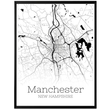 Manchester New Hampshire City Map Poster - GroovyGrove