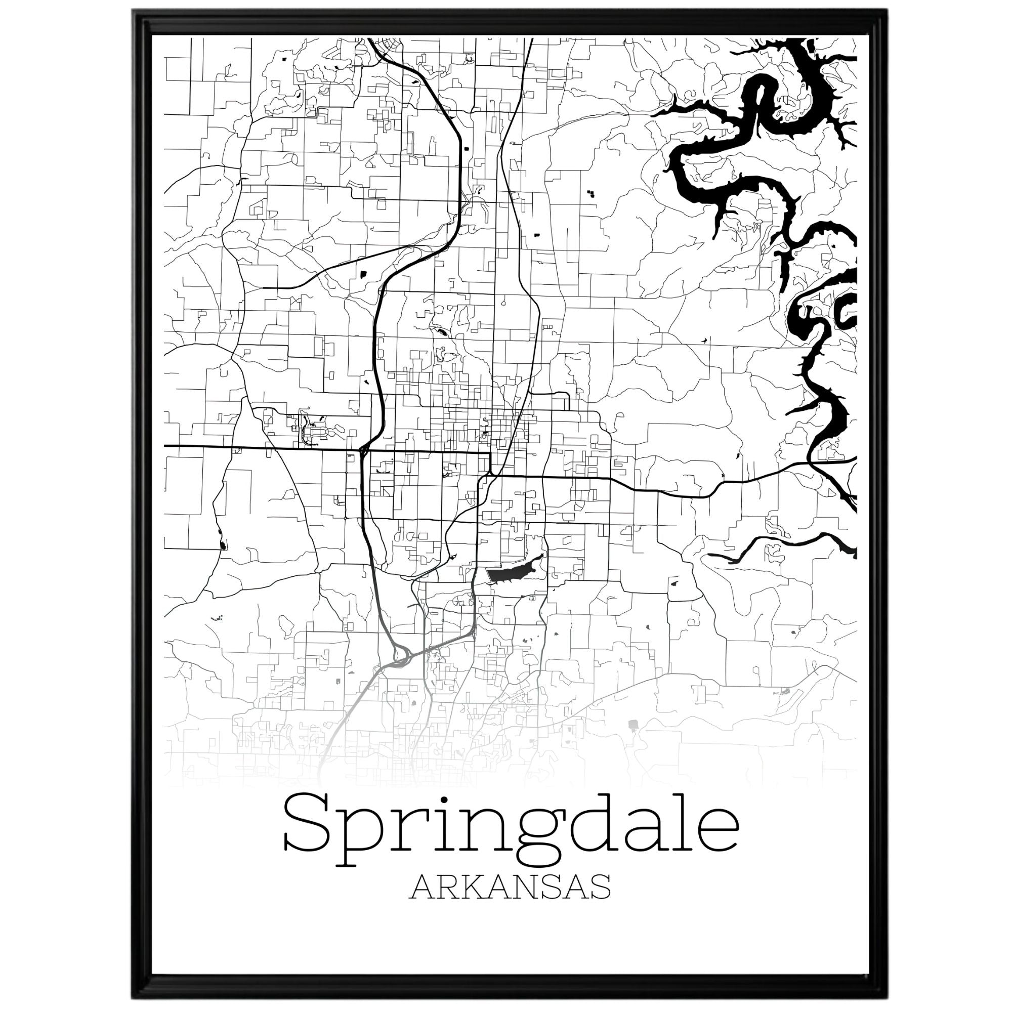 Springdale Arkansas City Map Poster - GroovyGrove