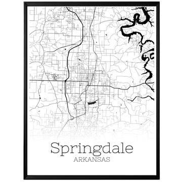 Springdale Arkansas City Map Poster - GroovyGrove