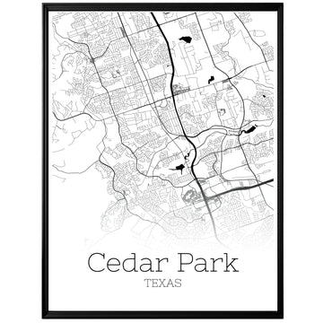 Cedar Park Texas City Map Poster - GroovyGrove