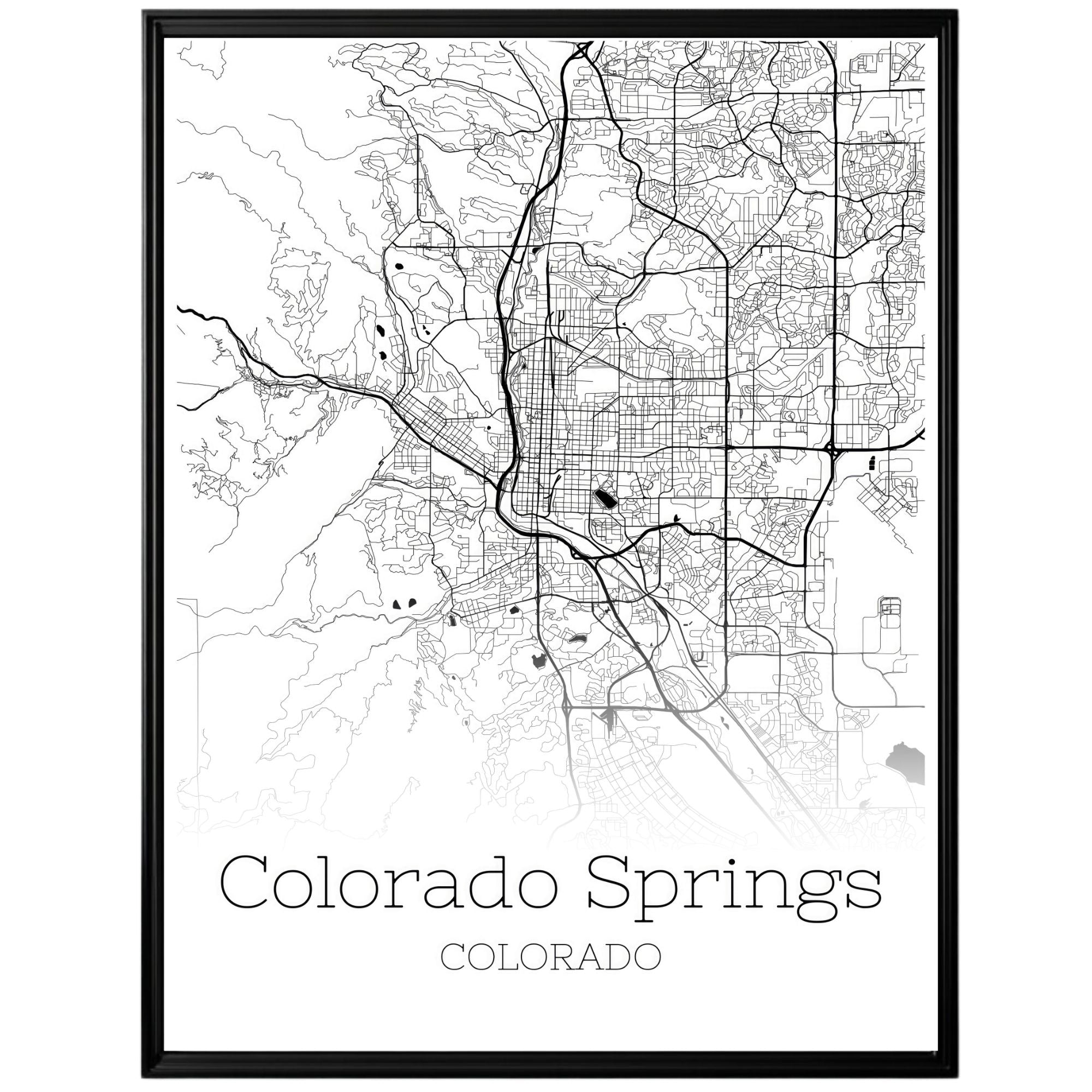 Colorado Springs Colorado City Map Poster - GroovyGrove