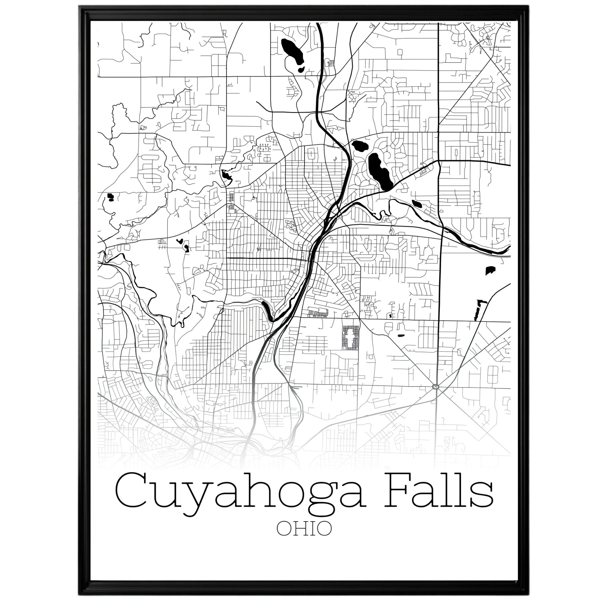 Cuyahoga Falls Ohio City Map Poster - GroovyGrove