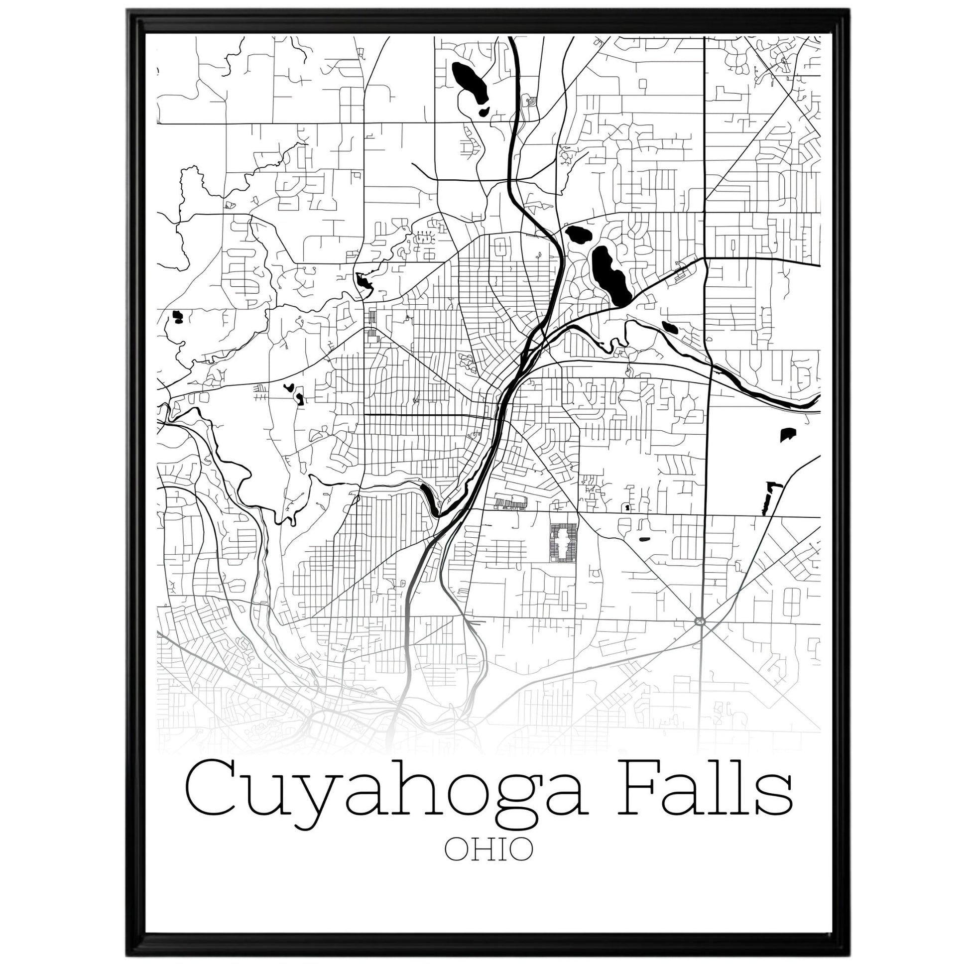 Cuyahoga Falls Ohio City Map Poster - GroovyGrove