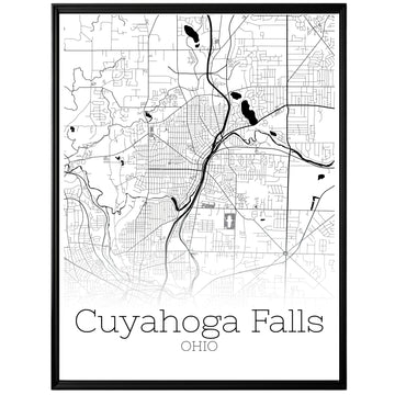 Cuyahoga Falls Ohio City Map Poster - GroovyGrove