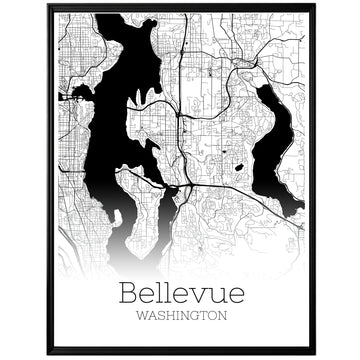 Bellevue Washington City Map Poster - GroovyGrove