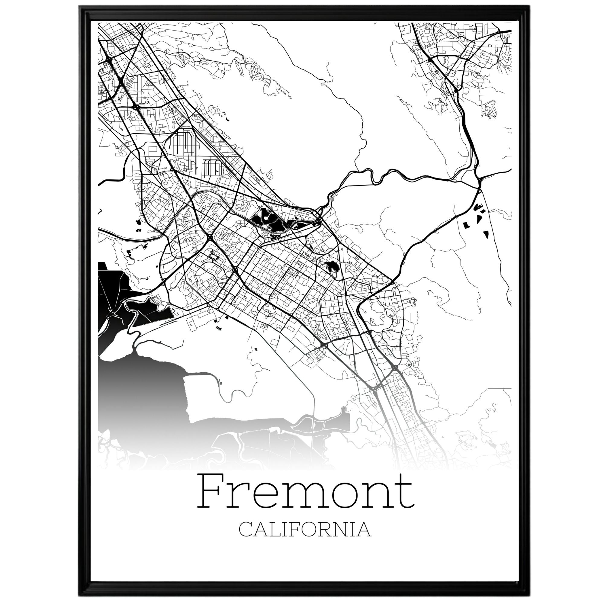 Fremont California City Map Poster - GroovyGrove