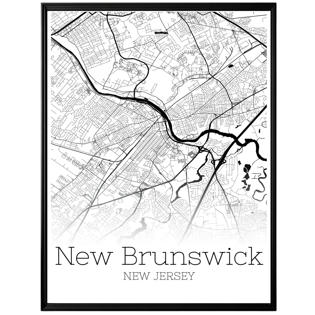 New Brunswick New Jersey City Map Poster - GroovyGrove