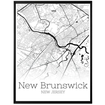 New Brunswick New Jersey City Map Poster - GroovyGrove