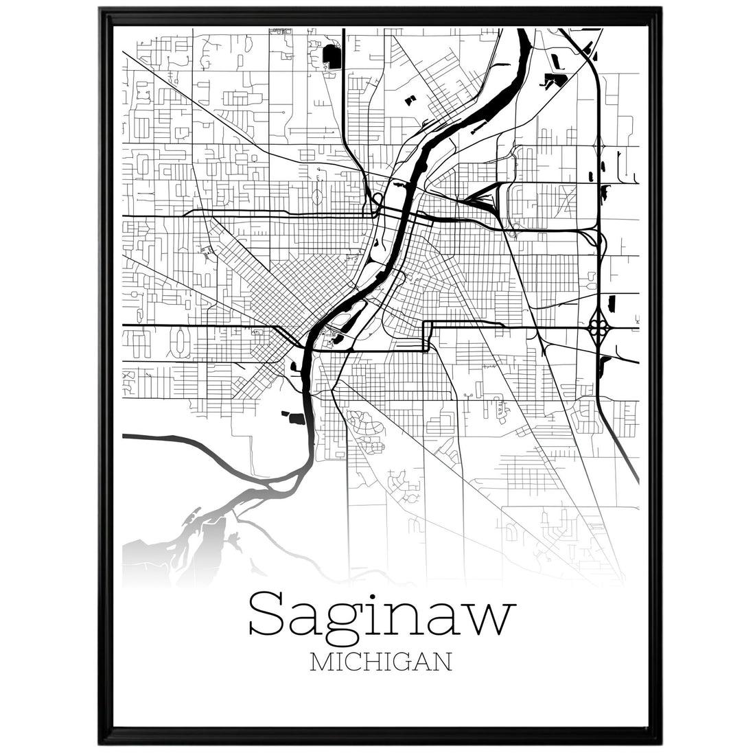 Saginaw Michigan City Map Poster - GroovyGrove