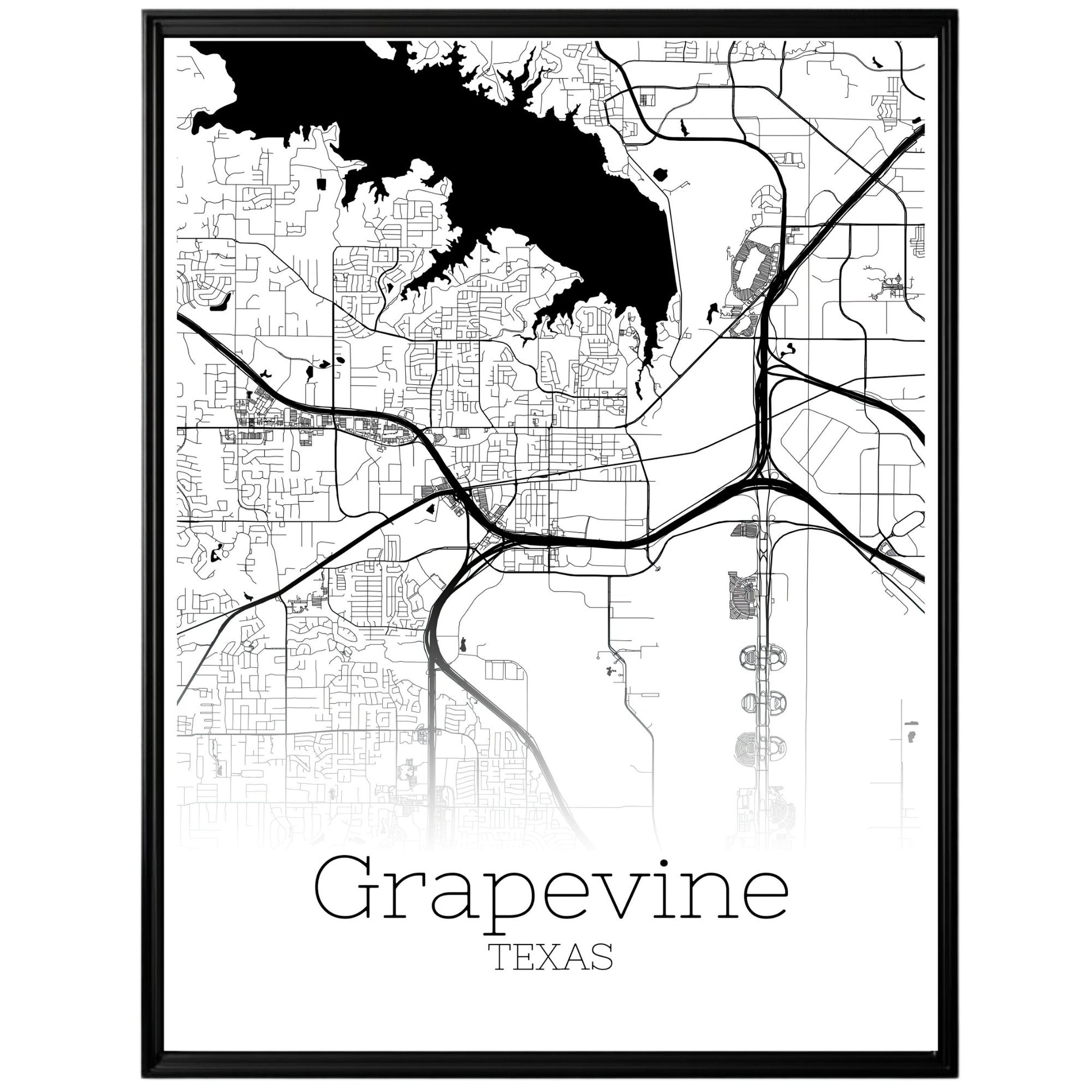 Grapevine Texas City Map Poster - GroovyGrove