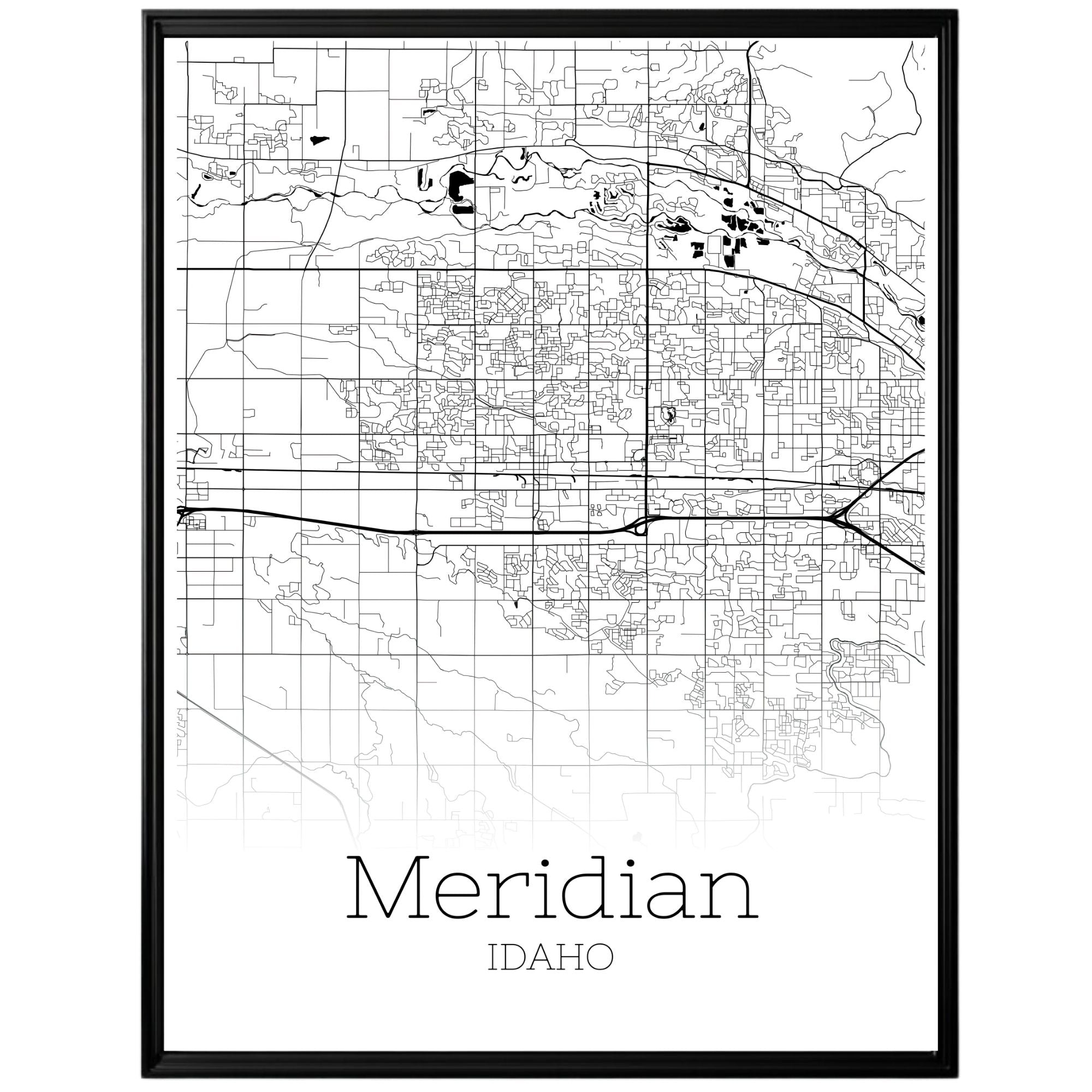 Meridian Idaho City Map Poster - GroovyGrove