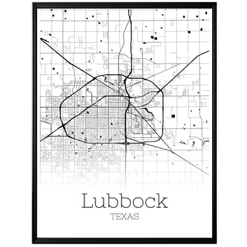 Lubbock Texas City Map Poster - GroovyGrove