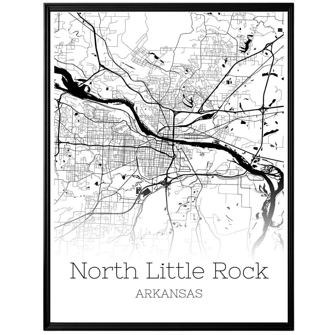 North Little Rock Arkansas City Map Poster - GroovyGrove