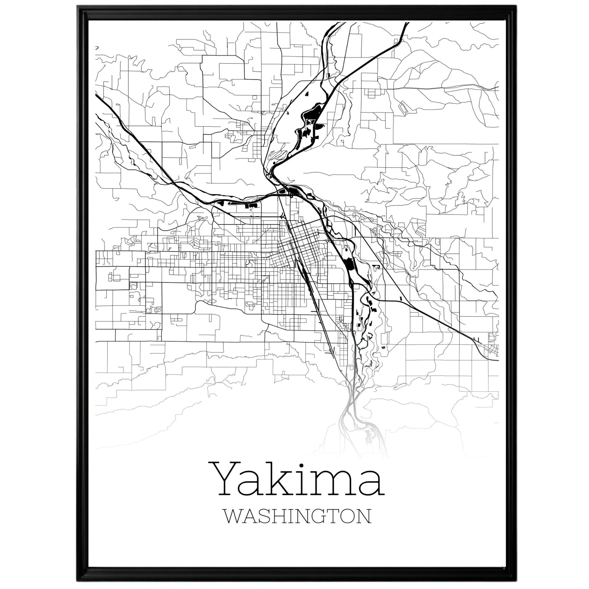 Yakima Washington City Map Poster - GroovyGrove