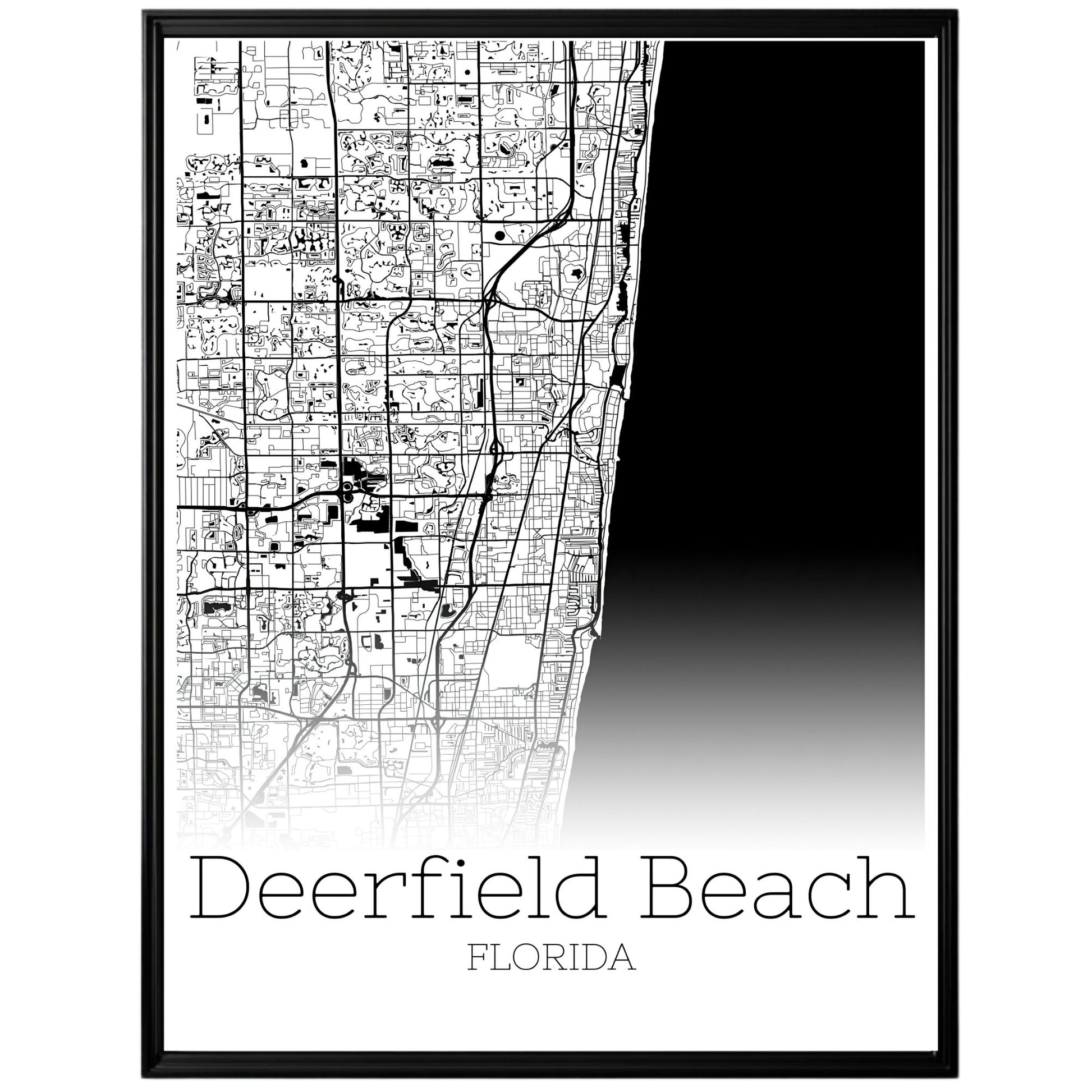 Deerfield Beach Florida City Map Poster - GroovyGrove