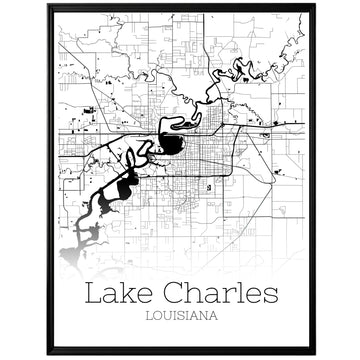 Lake Charles Louisiana City Map Poster - GroovyGrove