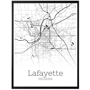 Lafayette Indiana City Map Poster - GroovyGrove