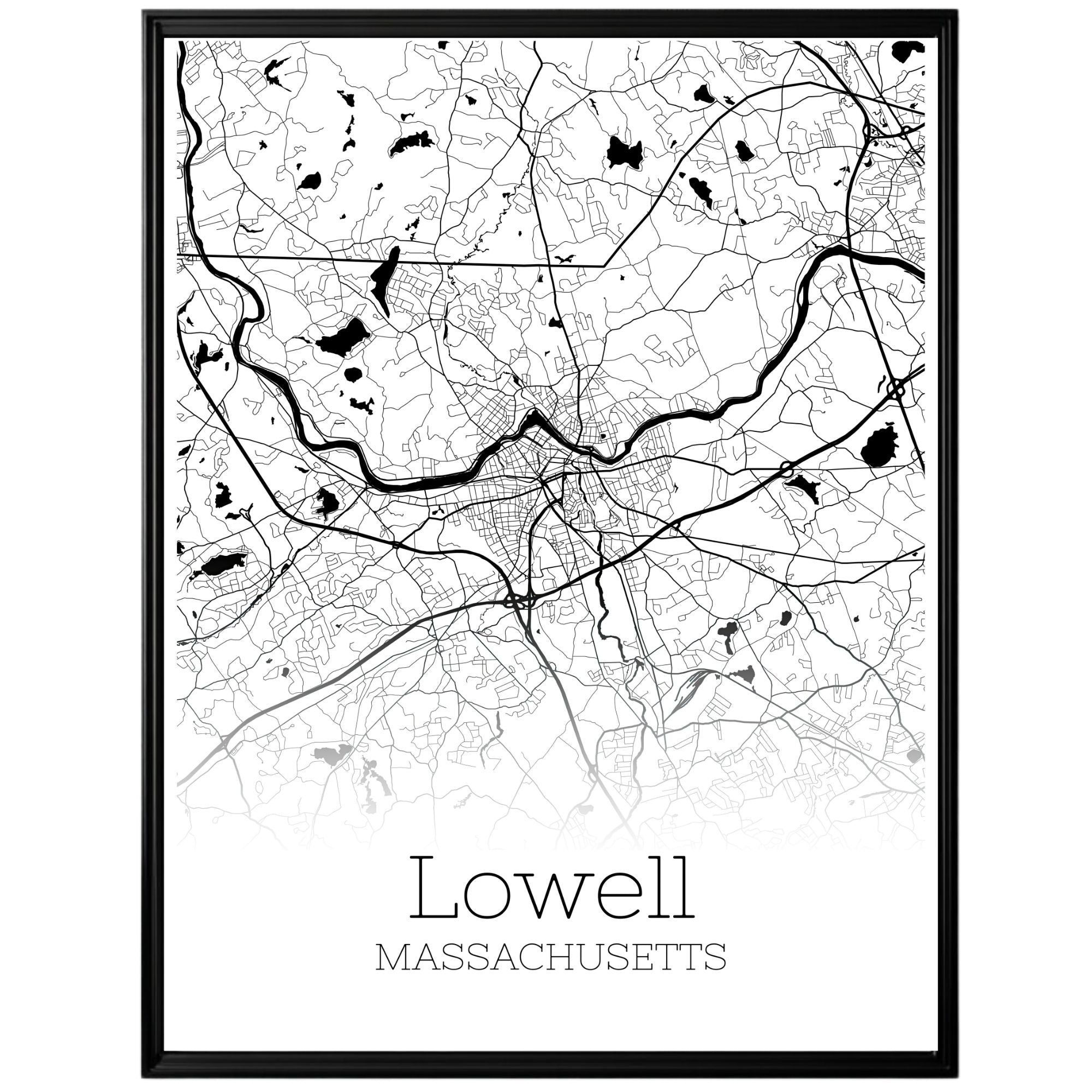 Lowell Massachusetts City Map Poster - GroovyGrove