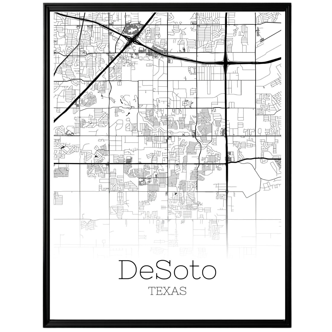 DeSoto Texas City Map Poster - GroovyGrove