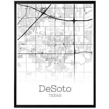 DeSoto Texas City Map Poster - GroovyGrove