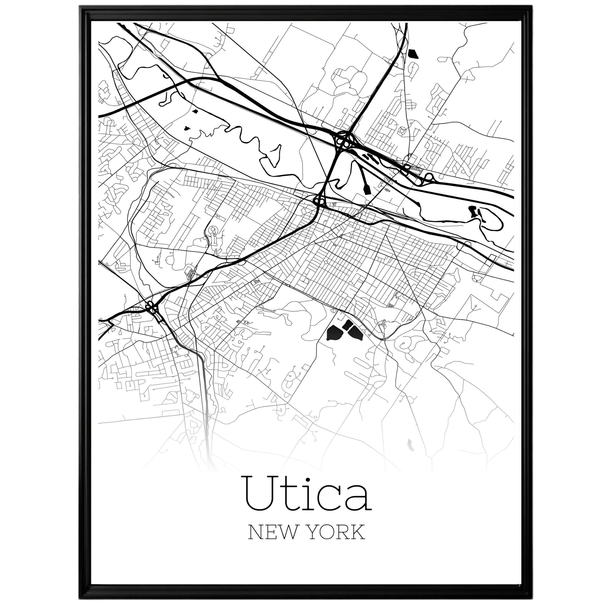 Utica New York City Map Poster - GroovyGrove