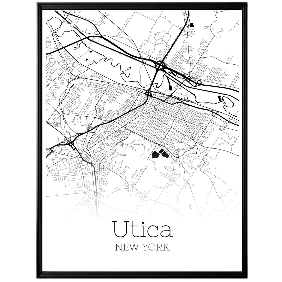 Utica New York City Map Poster - GroovyGrove