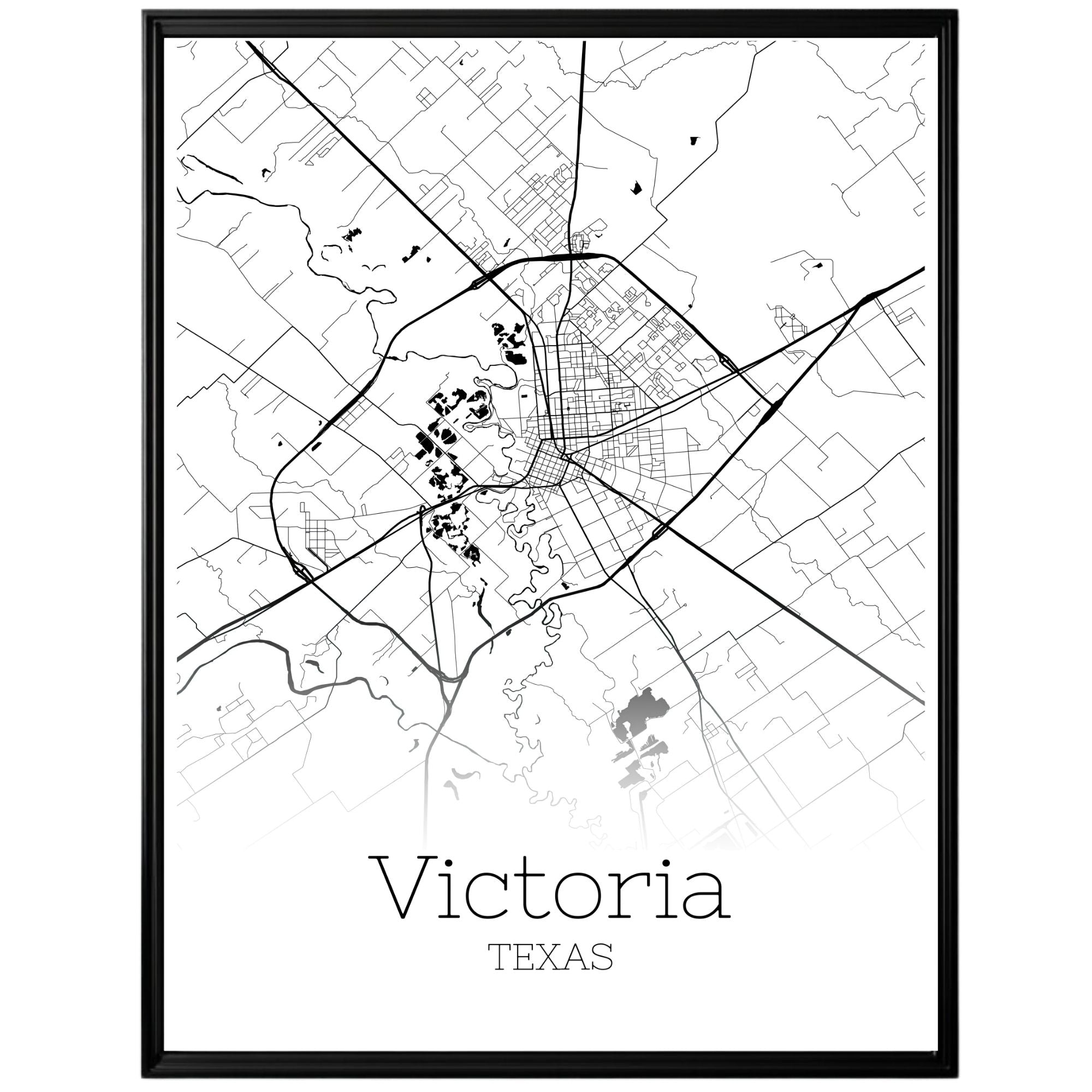 Victoria Texas City Map Poster - GroovyGrove